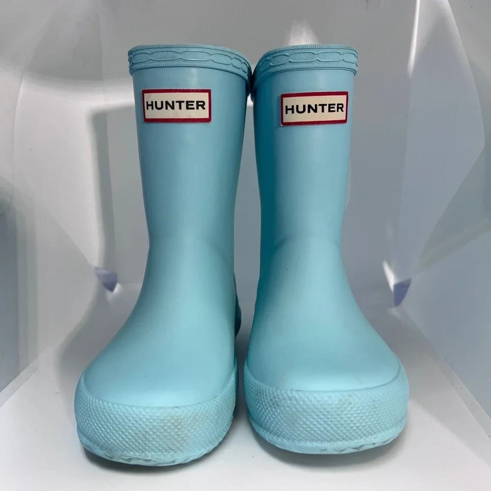 Hunter Kids First Classic Rain Boots Sky Blue Rubber Size 7 Toddler 8 Toddler